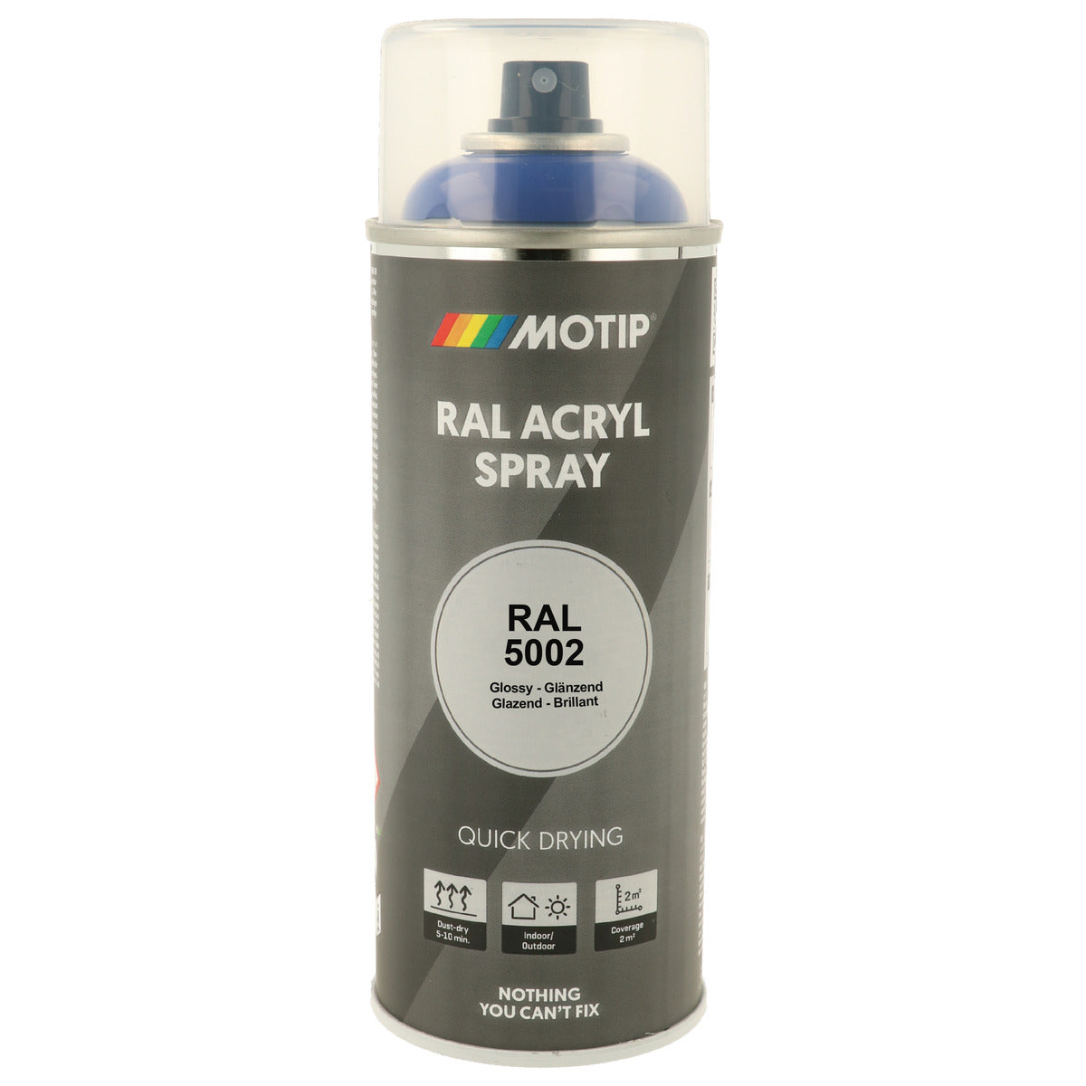 PEINTURE SECHAGE RAPIDE RAL ACRYL RAL5002 BRILLANT AEROSOL 400ML MOTIP