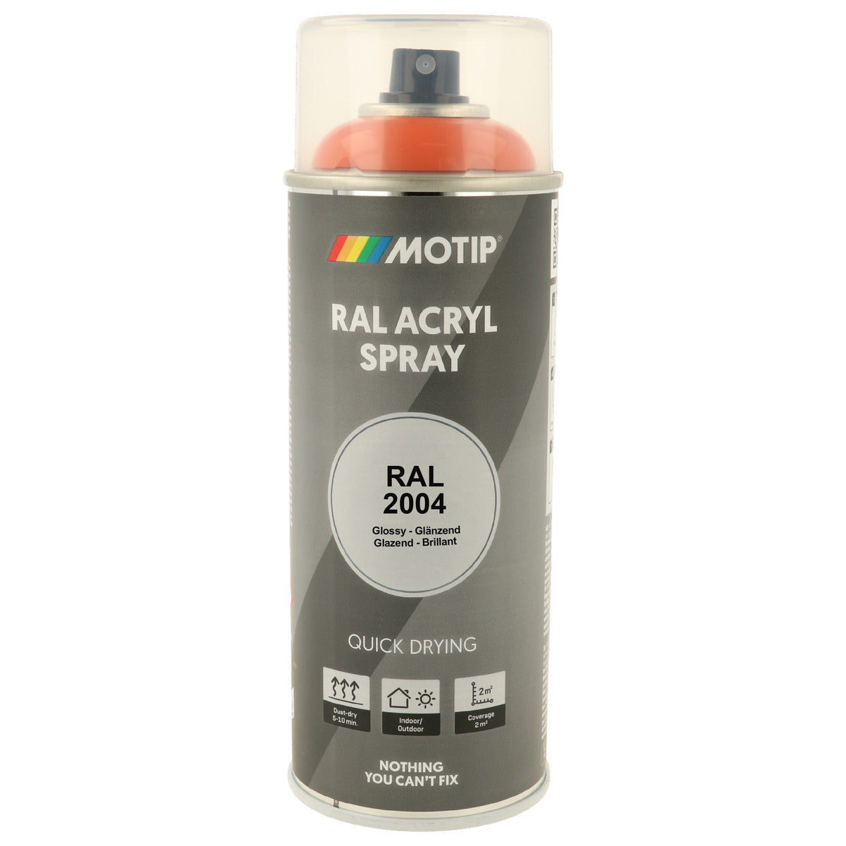 PEINTURE SECHAGE RAPIDE RAL ACRYL RAL2004 BRILLANT AEROSOL 400ML MOTIP