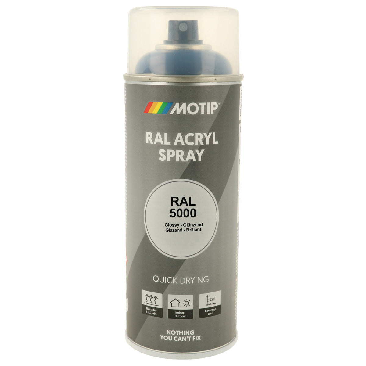 PEINTURE SECHAGE RAPIDE RAL ACRYL RAL5000 BRILLANT AEROSOL 400ML MOTIP