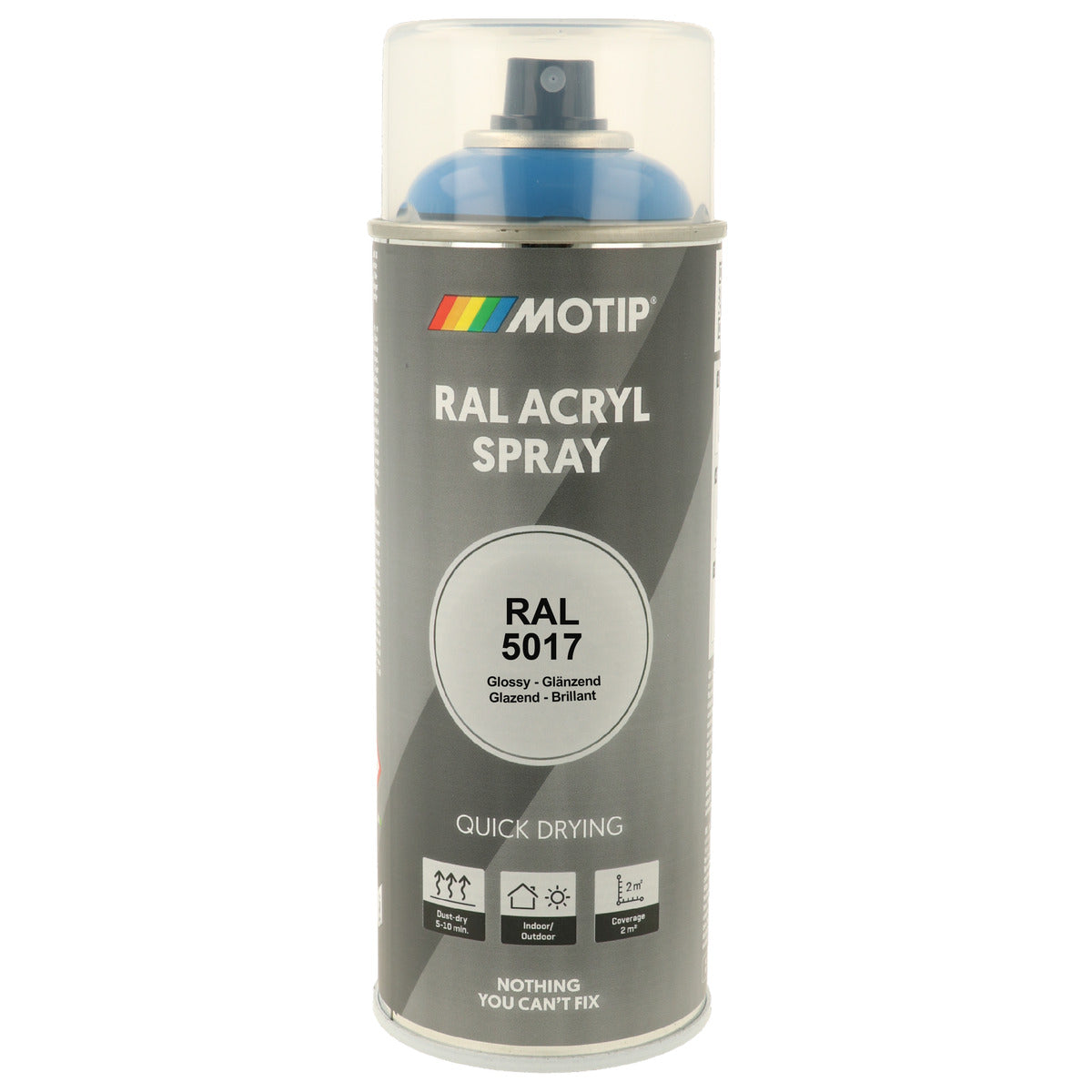 PEINTURE SECHAGE RAPIDE RAL ACRYL RAL5017 BRILLANT AEROSOL 400ML MOTIP