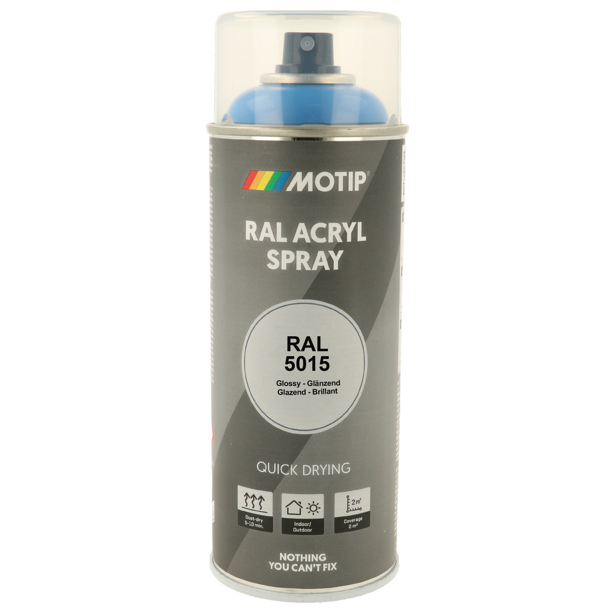 PEINTURE SECHAGE RAPIDE RAL ACRYL RAL5015 BRILLANT AEROSOL 400ML MOTIP