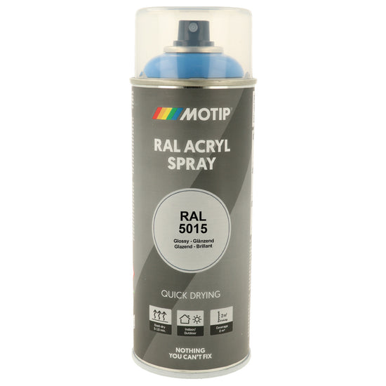 PEINTURE SECHAGE RAPIDE RAL ACRYL RAL5015 BRILLANT AEROSOL 400ML MOTIP