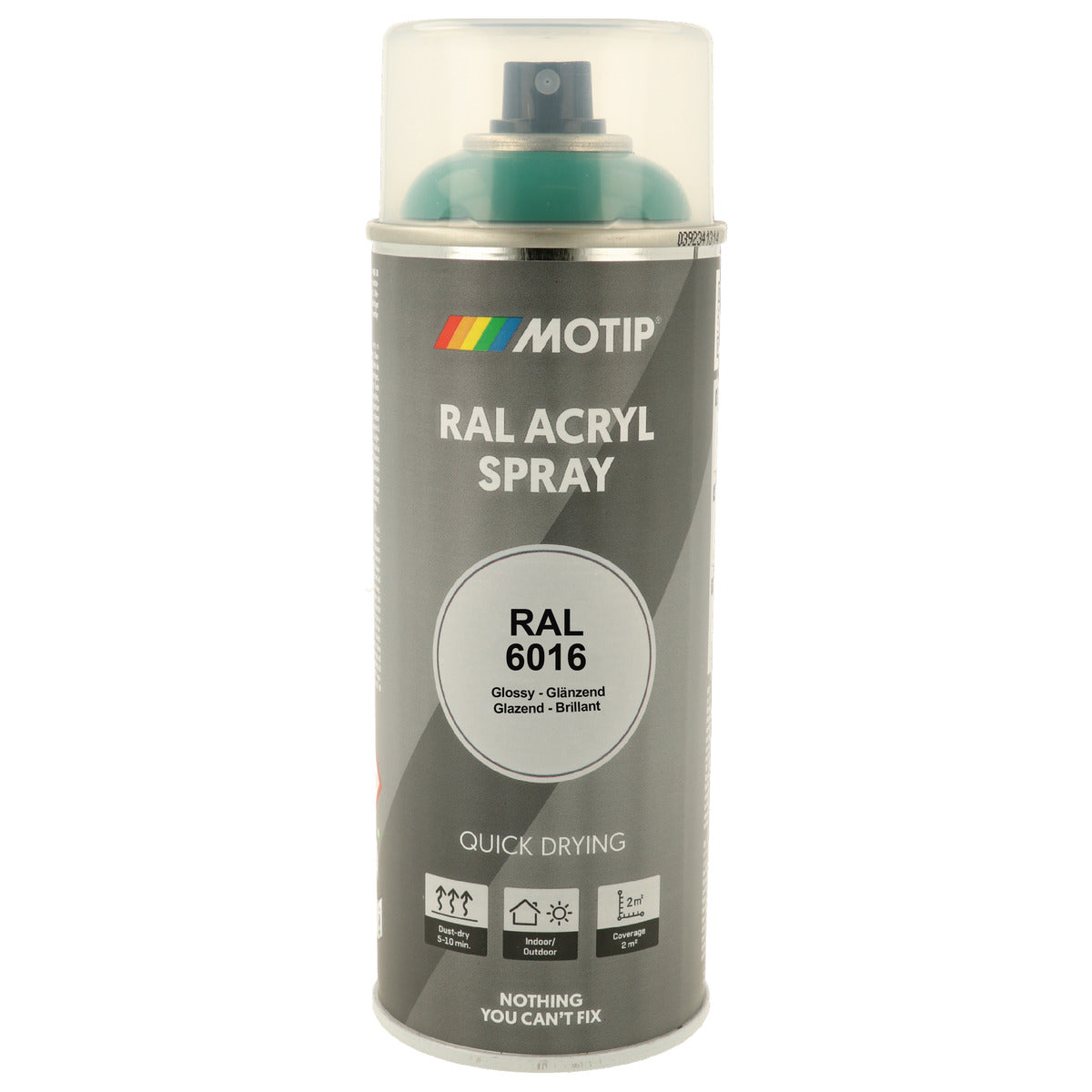 PEINTURE SECHAGE RAPIDE RAL ACRYL RAL6016 BRILLANT AEROSOL 400ML MOTIP