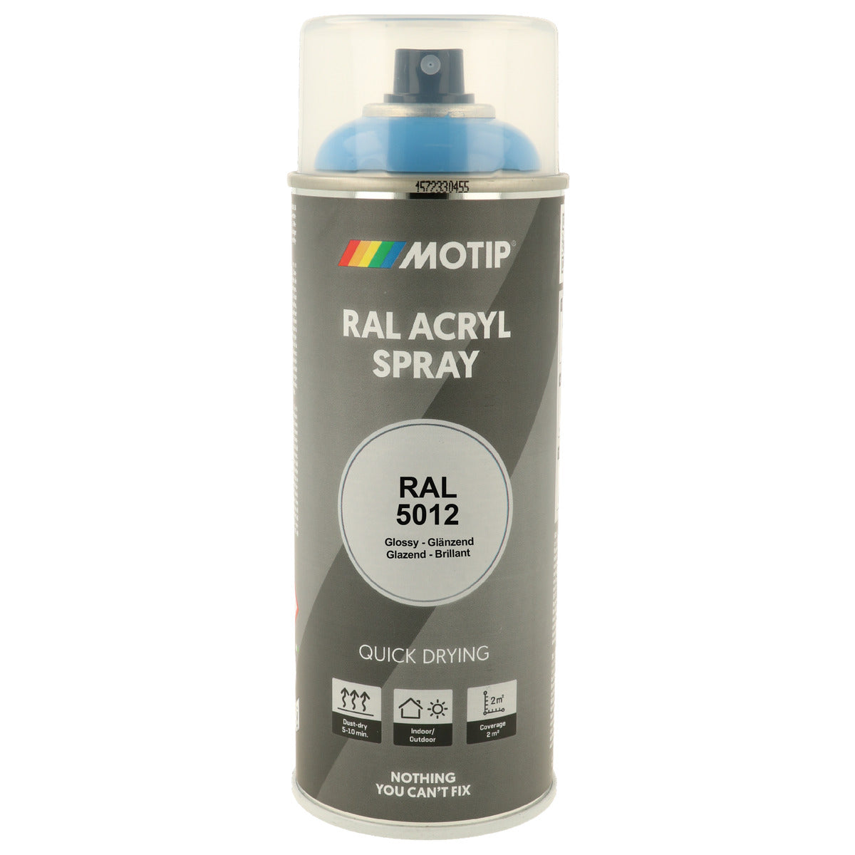 PEINTURE SECHAGE RAPIDE RAL ACRYL RAL5012 BRILLANT AEROSOL 400ML MOTIP