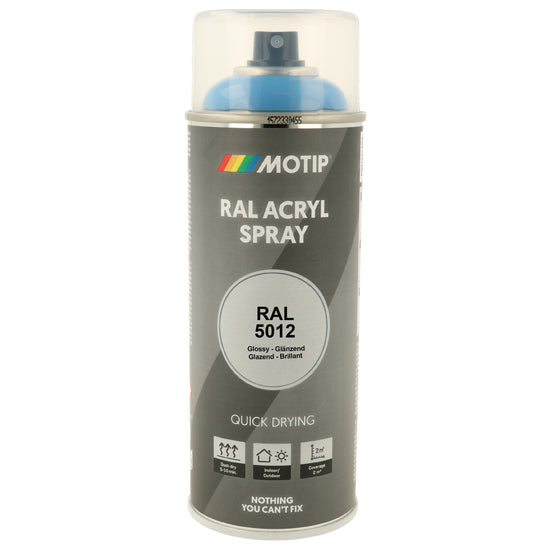 PEINTURE SECHAGE RAPIDE RAL ACRYL RAL5012 BRILLANT AEROSOL 400ML MOTIP