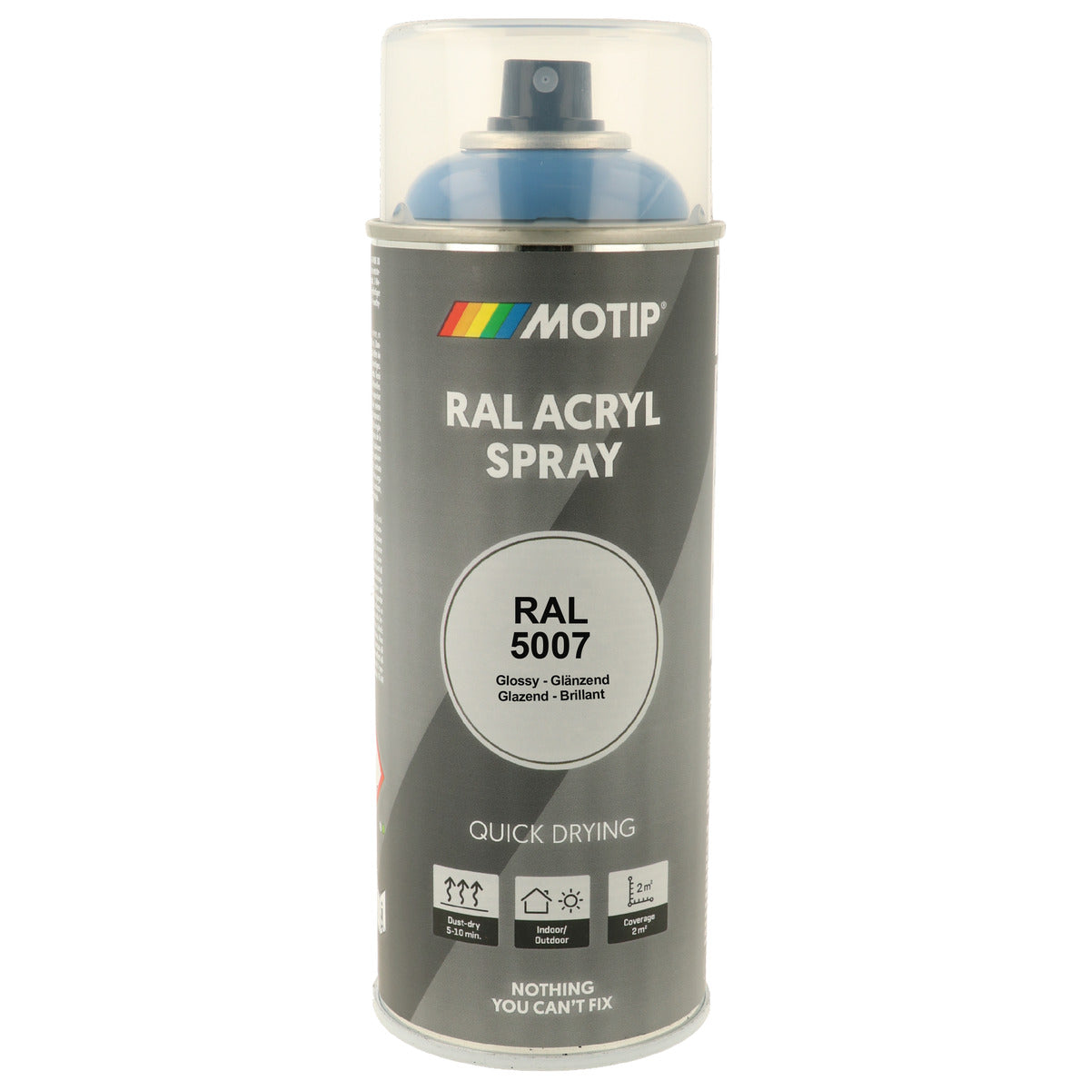 PEINTURE SECHAGE RAPIDE RAL ACRYL RAL5007 BRILLANT AEROSOL 400ML MOTIP