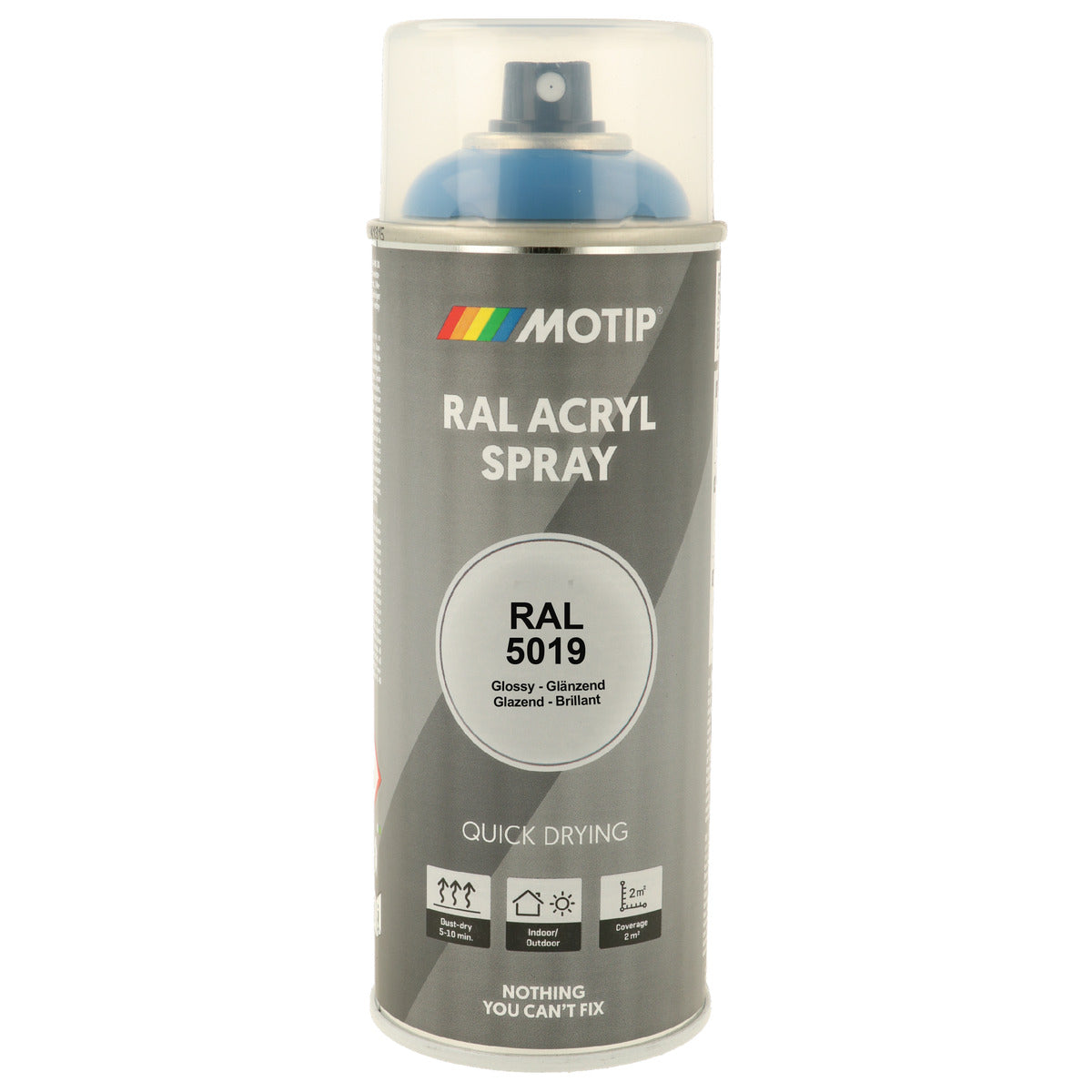 PEINTURE SECHAGE RAPIDE RAL ACRYL RAL5019 BRILLANT AEROSOL 400ML MOTIP