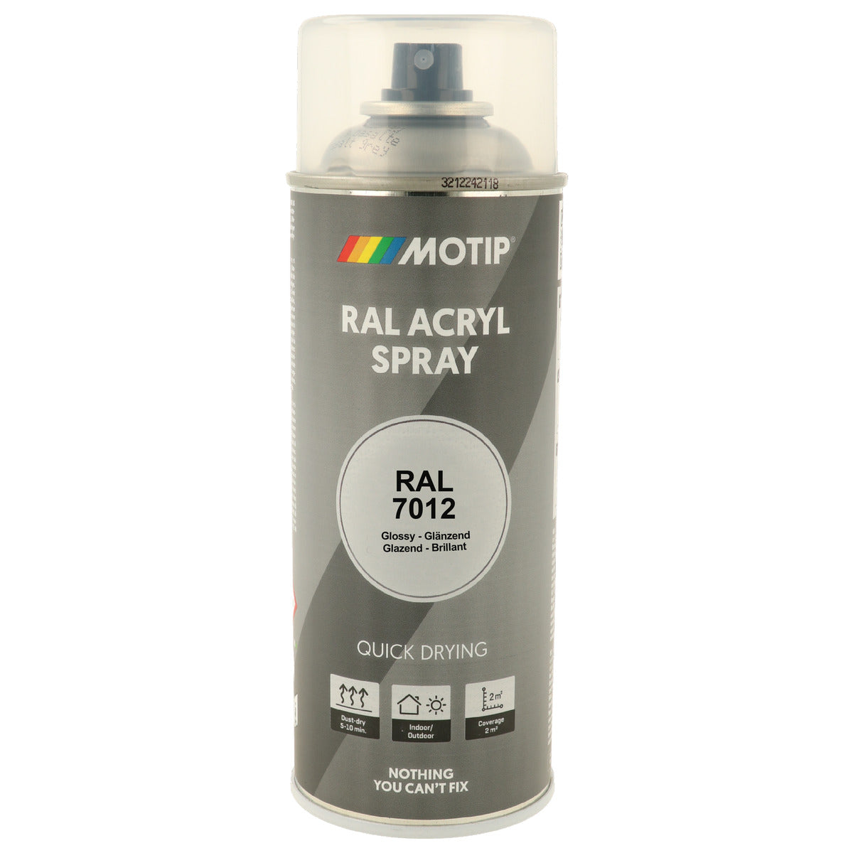 PEINTURE SECHAGE RAPIDE RAL ACRYL RAL7012 BRILLANT AEROSOL 400ML MOTIP