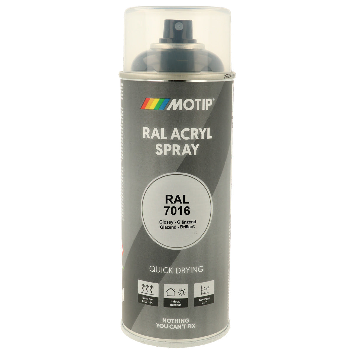 PEINTURE SECHAGE RAPIDE RAL ACRYL RAL7016 BRILLANT AEROSOL 400ML MOTIP