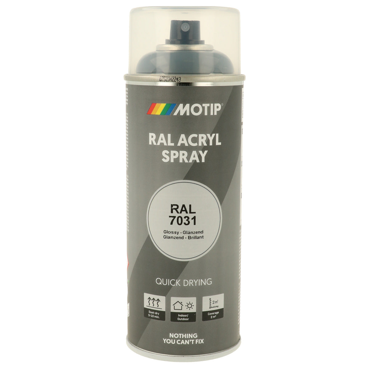 PEINTURE SECHAGE RAPIDE RAL ACRYL RAL7031 BRILLANT AEROSOL 400ML MOTIP