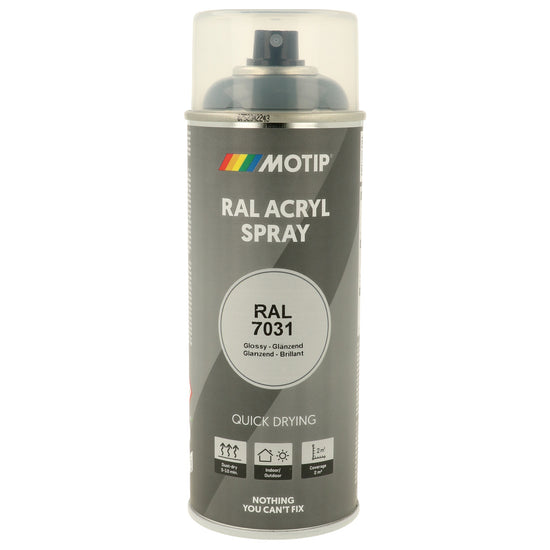 PEINTURE SECHAGE RAPIDE RAL ACRYL RAL7031 BRILLANT AEROSOL 400ML MOTIP