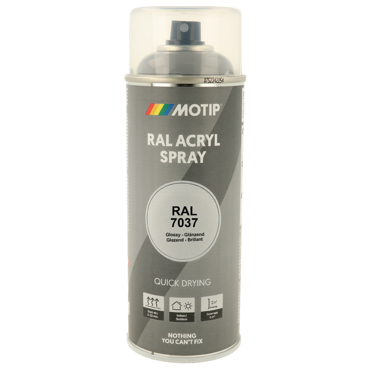 PEINTURE SECHAGE RAPIDE RAL ACRYL RAL7037 BRILLANT AEROSOL 400ML MOTIP