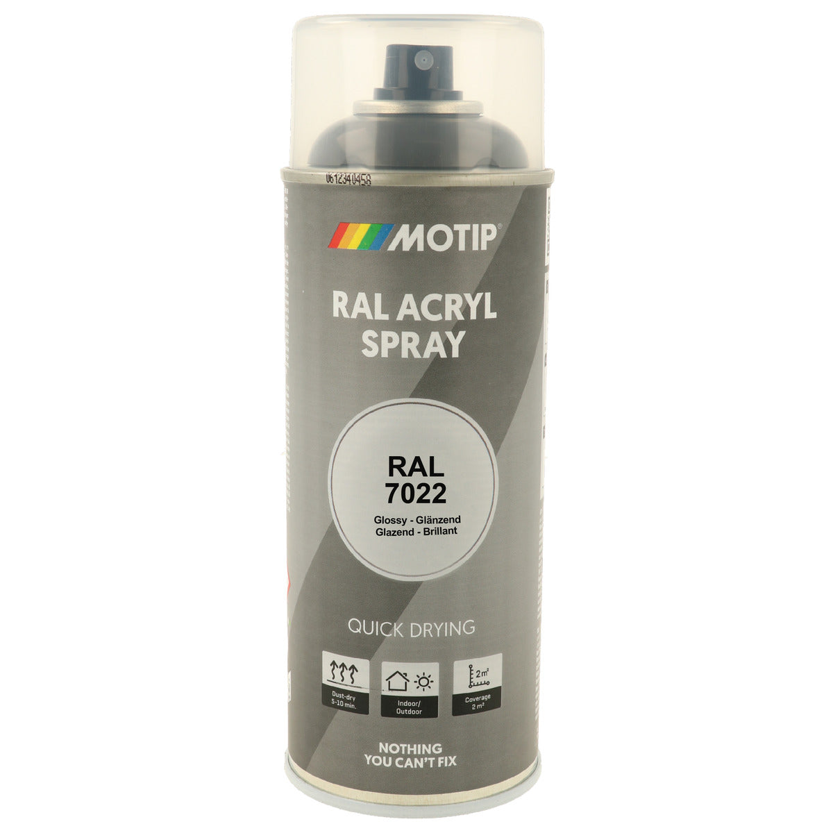 PEINTURE SECHAGE RAPIDE RAL ACRYL RAL7022 BRILLANT AEROSOL 400ML MOTIP