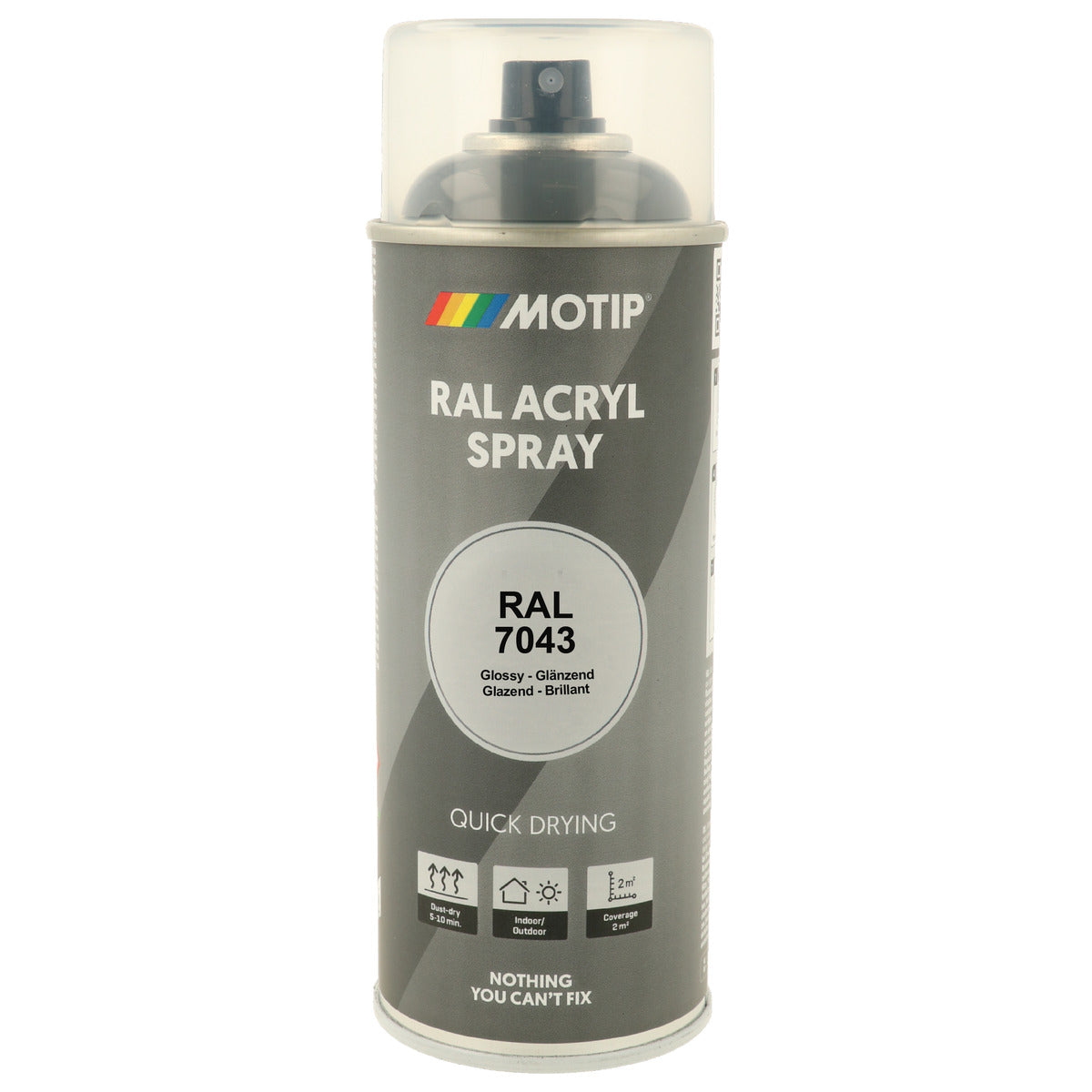 PEINTURE SECHAGE RAPIDE RAL ACRYL RAL7043 BRILLANT AEROSOL 400ML MOTIP