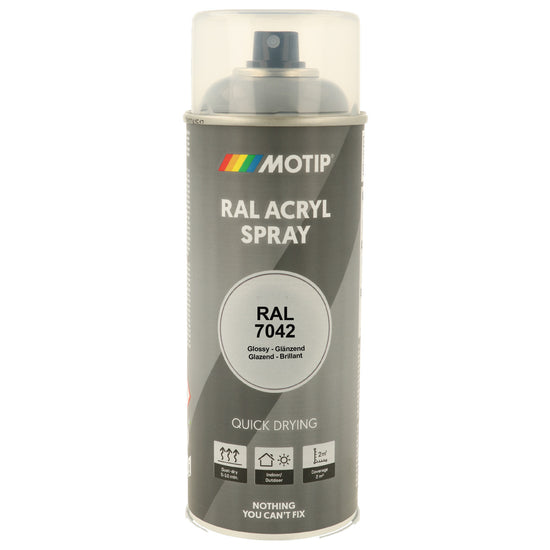 PEINTURE SECHAGE RAPIDE RAL ACRYL RAL7042 BRILLANT AEROSOL 400ML MOTIP
