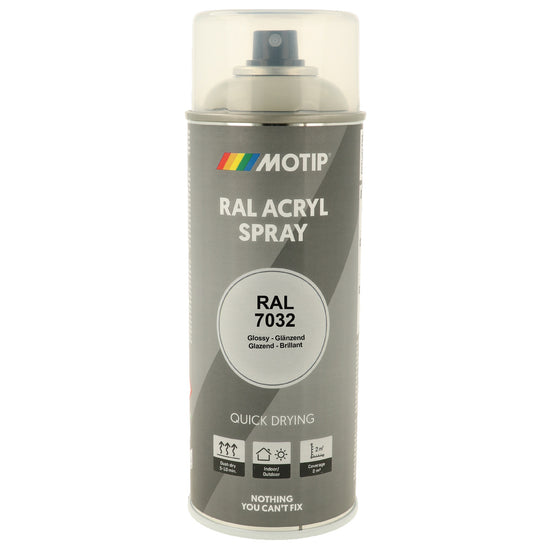 PEINTURE SECHAGE RAPIDE RAL ACRYL RAL7032 BRILLANT AEROSOL 400ML MOTIP