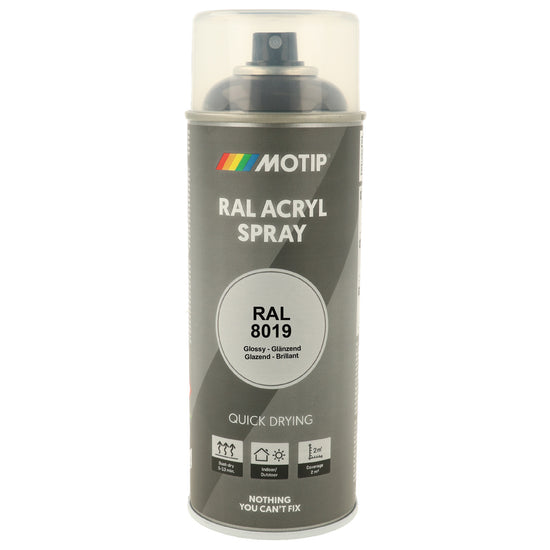 PEINTURE SECHAGE RAPIDE RAL ACRYL RAL8019 BRILLANT AEROSOL 400ML MOTIP