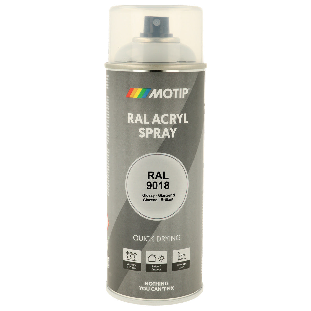 PEINTURE SECHAGE RAPIDE RAL ACRYL RAL9018 BRILLANT AEROSOL 400ML MOTIP
