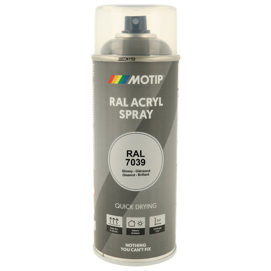PEINTURE SECHAGE RAPIDE RAL ACRYL RAL7039 BRILLANT AEROSOL 400ML MOTIP