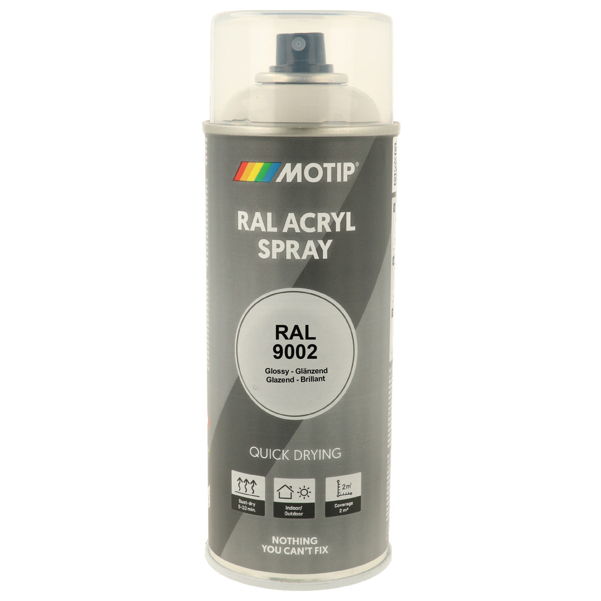 PEINTURE SECHAGE RAPIDE RAL ACRYL RAL9002 BRILLANT AEROSOL 400ML MOTIP