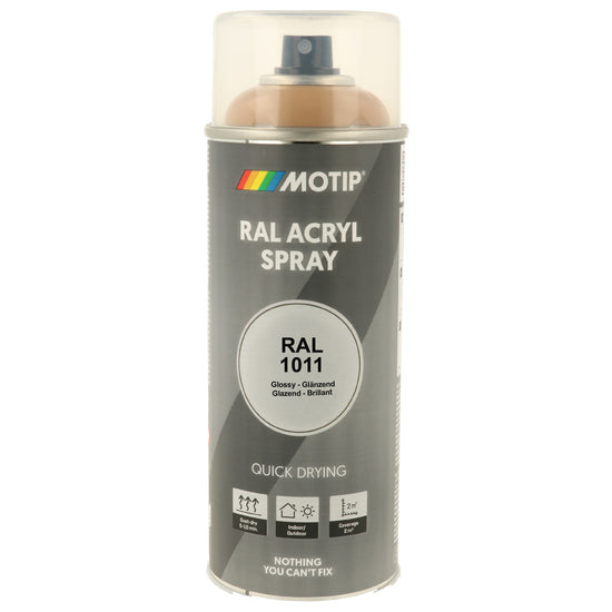 PEINTURE SECHAGE RAPIDE RAL ACRYL RAL1011 BRILLANT AEROSOL 400ML MOTIP