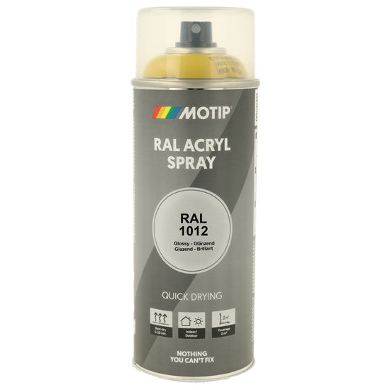 PEINTURE SECHAGE RAPIDE RAL ACRYL RAL1012 BRILLANT AEROSOL 400ML MOTIP
