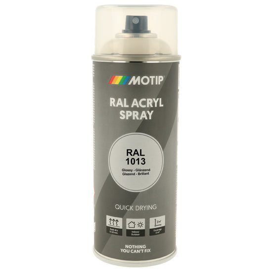 PEINTURE SECHAGE RAPIDE RAL ACRYL RAL1013 BRILLANT AEROSOL 400ML MOTIP