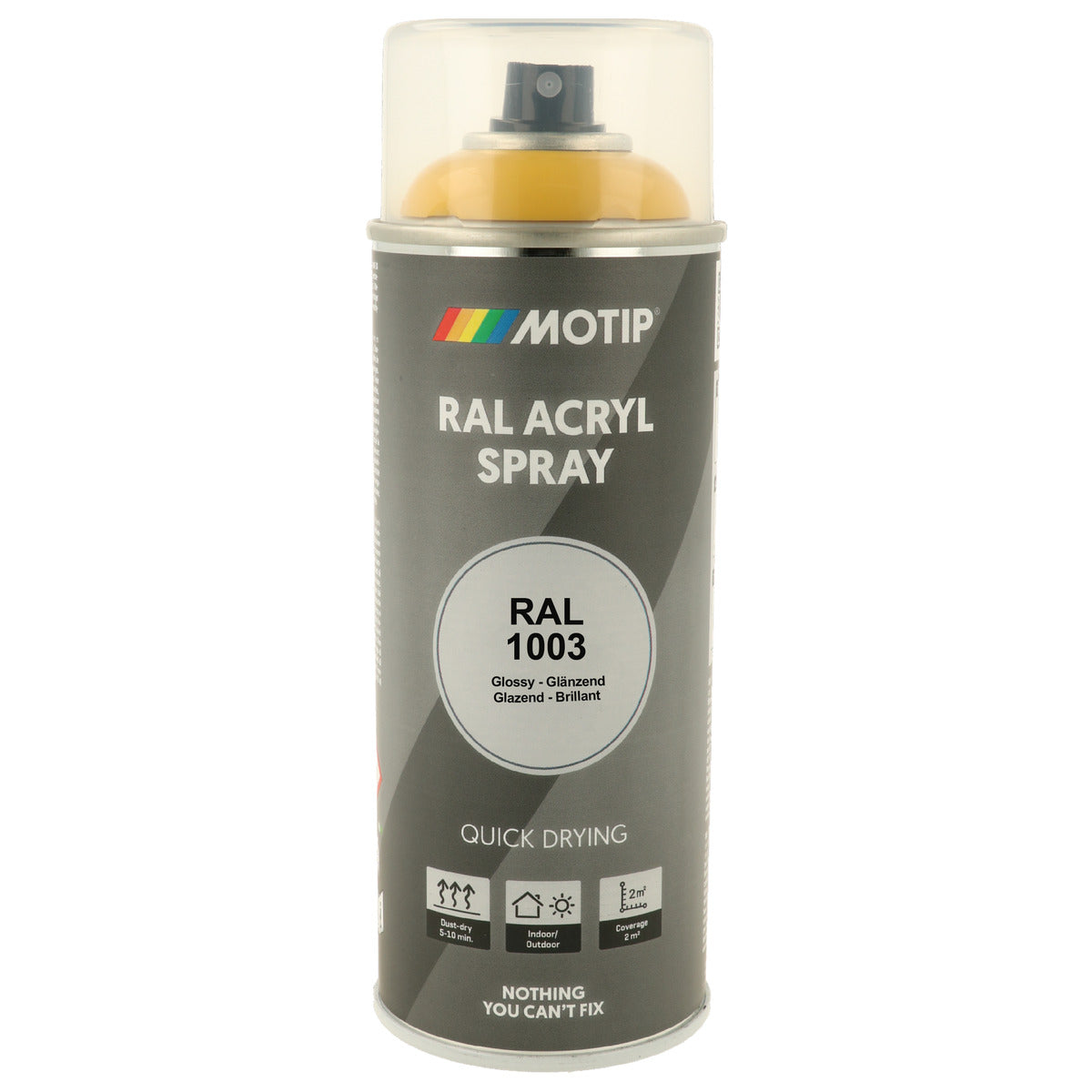 PEINTURE SECHAGE RAPIDE RAL ACRYL RAL1003 BRILLANT AEROSOL 400ML MOTIP