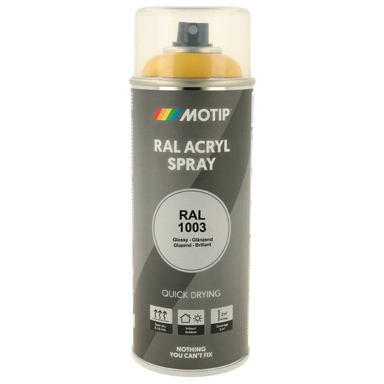 PEINTURE SECHAGE RAPIDE RAL ACRYL RAL1003 BRILLANT AEROSOL 400ML MOTIP