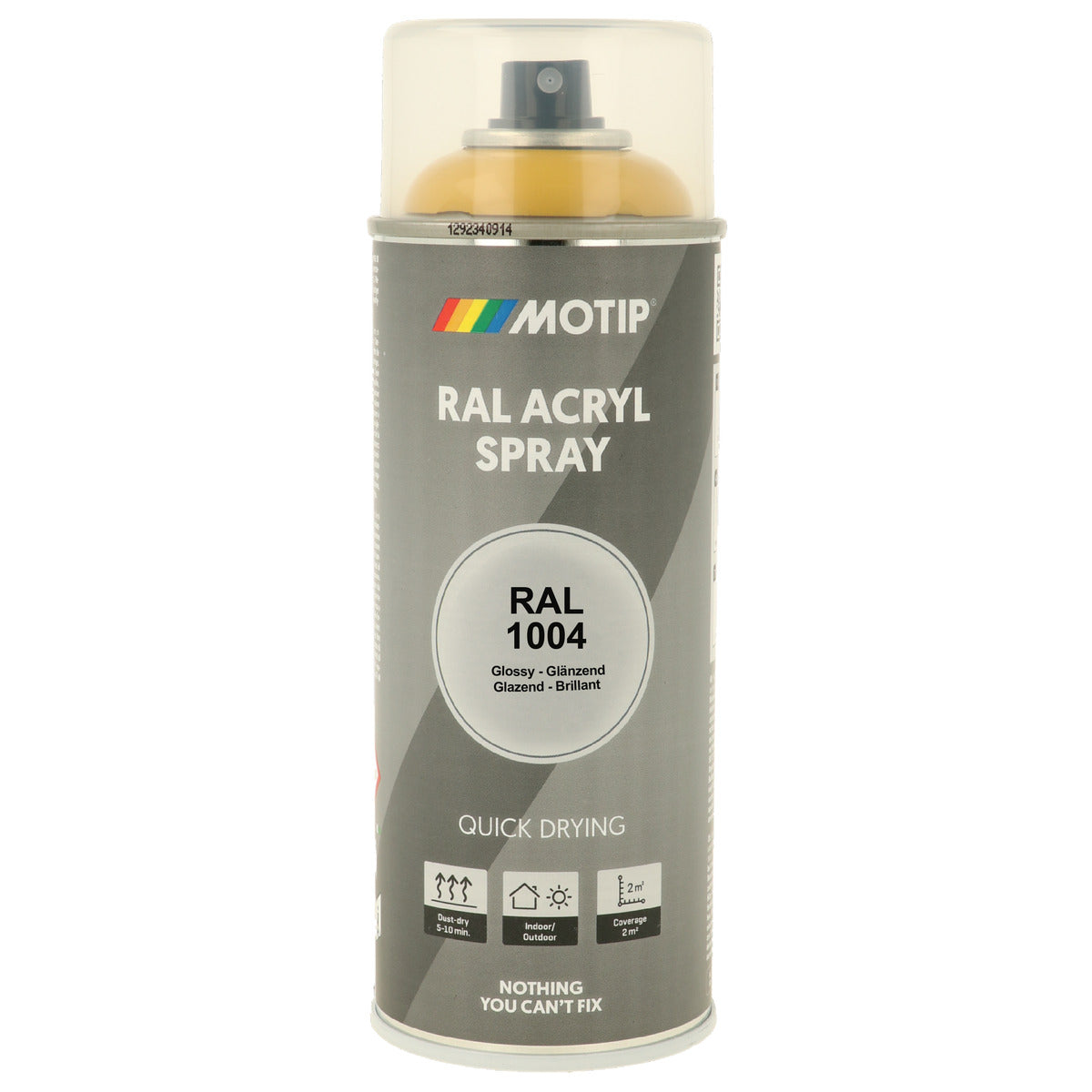 PEINTURE SECHAGE RAPIDE RAL ACRYL RAL1004 BRILLANT AEROSOL 400ML MOTIP