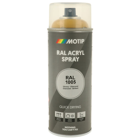 PEINTURE SECHAGE RAPIDE RAL ACRYL RAL1005 BRILLANT AEROSOL 400ML MOTIP