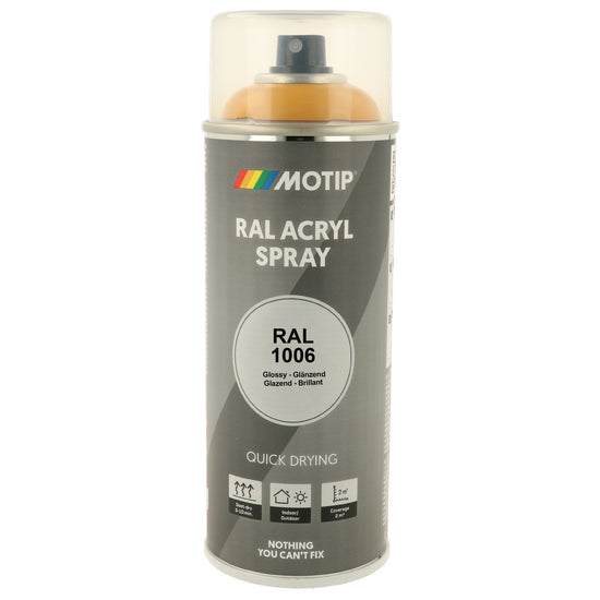 PEINTURE SECHAGE RAPIDE RAL ACRYL RAL1006 BRILLANT AEROSOL 400ML MOTIP
