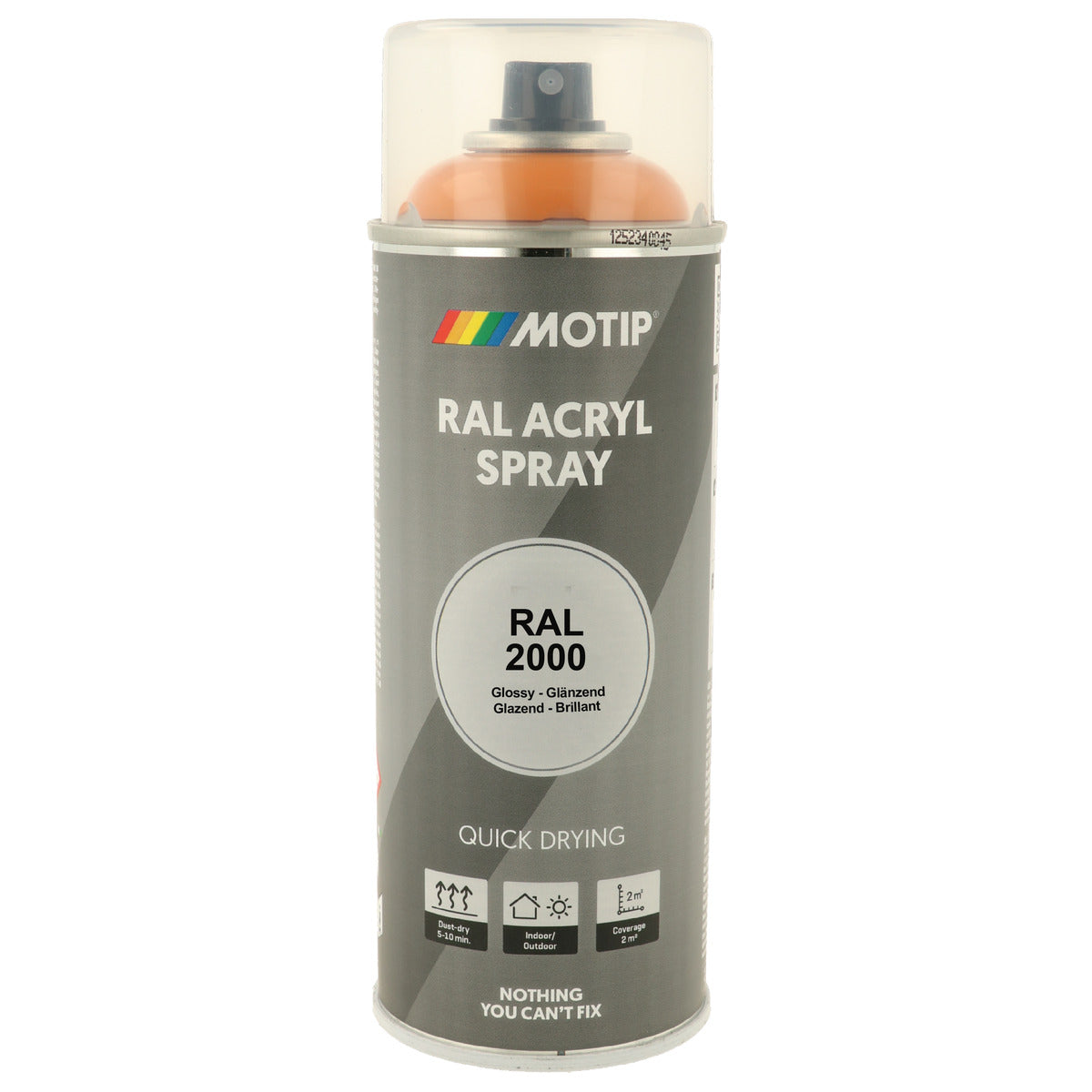 PEINTURE SECHAGE RAPIDE RAL ACRYL RAL2000 BRILLANT AEROSOL 400ML MOTIP