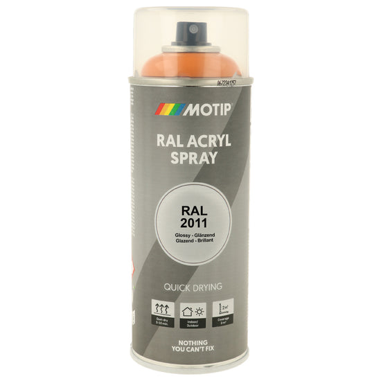 PEINTURE SECHAGE RAPIDE RAL ACRYL RAL2011 BRILLANT AEROSOL 400ML MOTIP