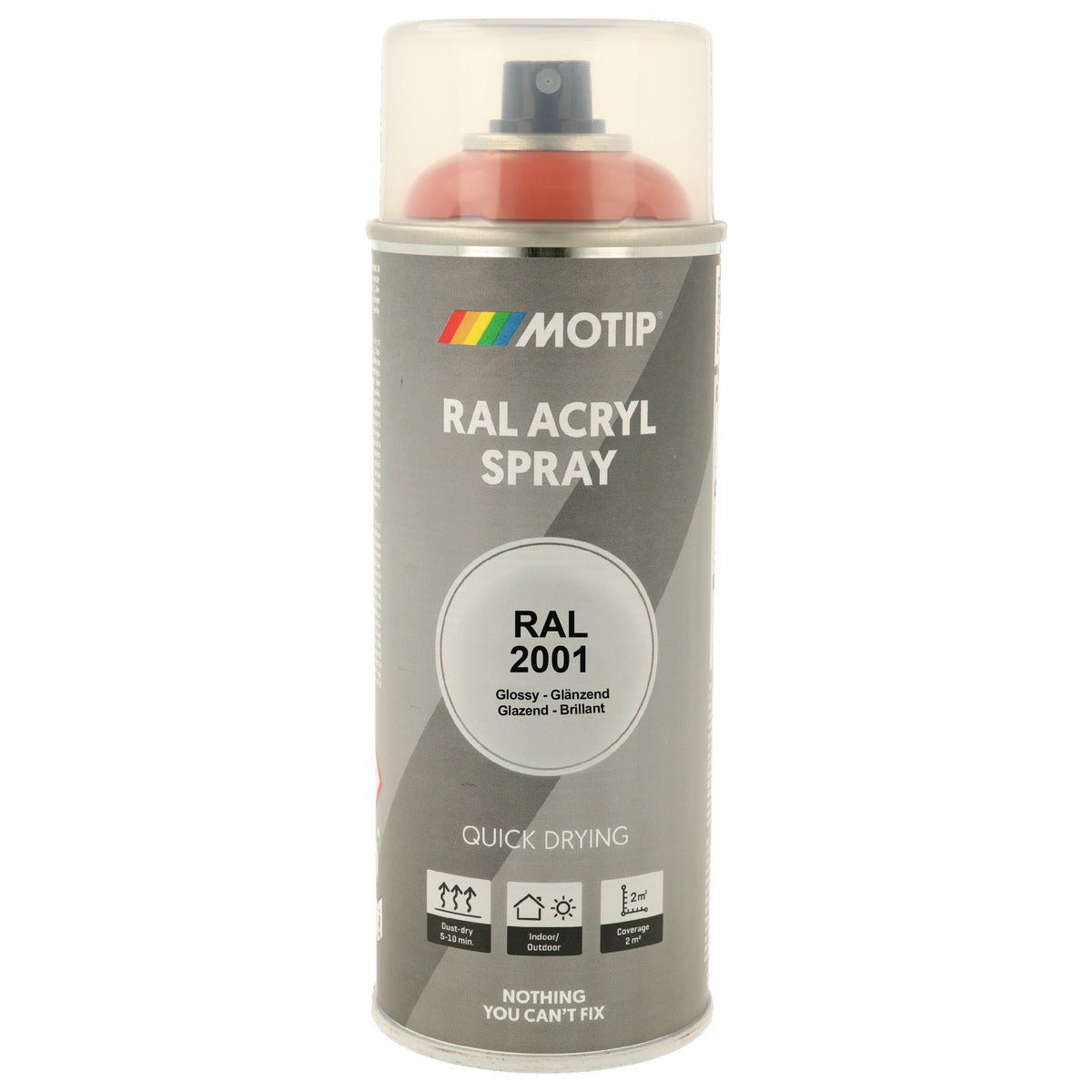 PEINTURE SECHAGE RAPIDE RAL ACRYL RAL2001 BRILLANT AEROSOL 400ML MOTIP