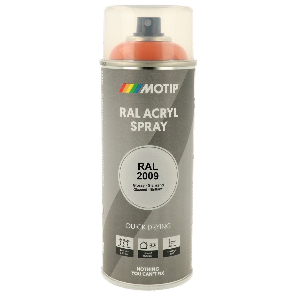 PEINTURE SECHAGE RAPIDE RAL ACRYL RAL2009 BRILLANT AEROSOL 400ML MOTIP