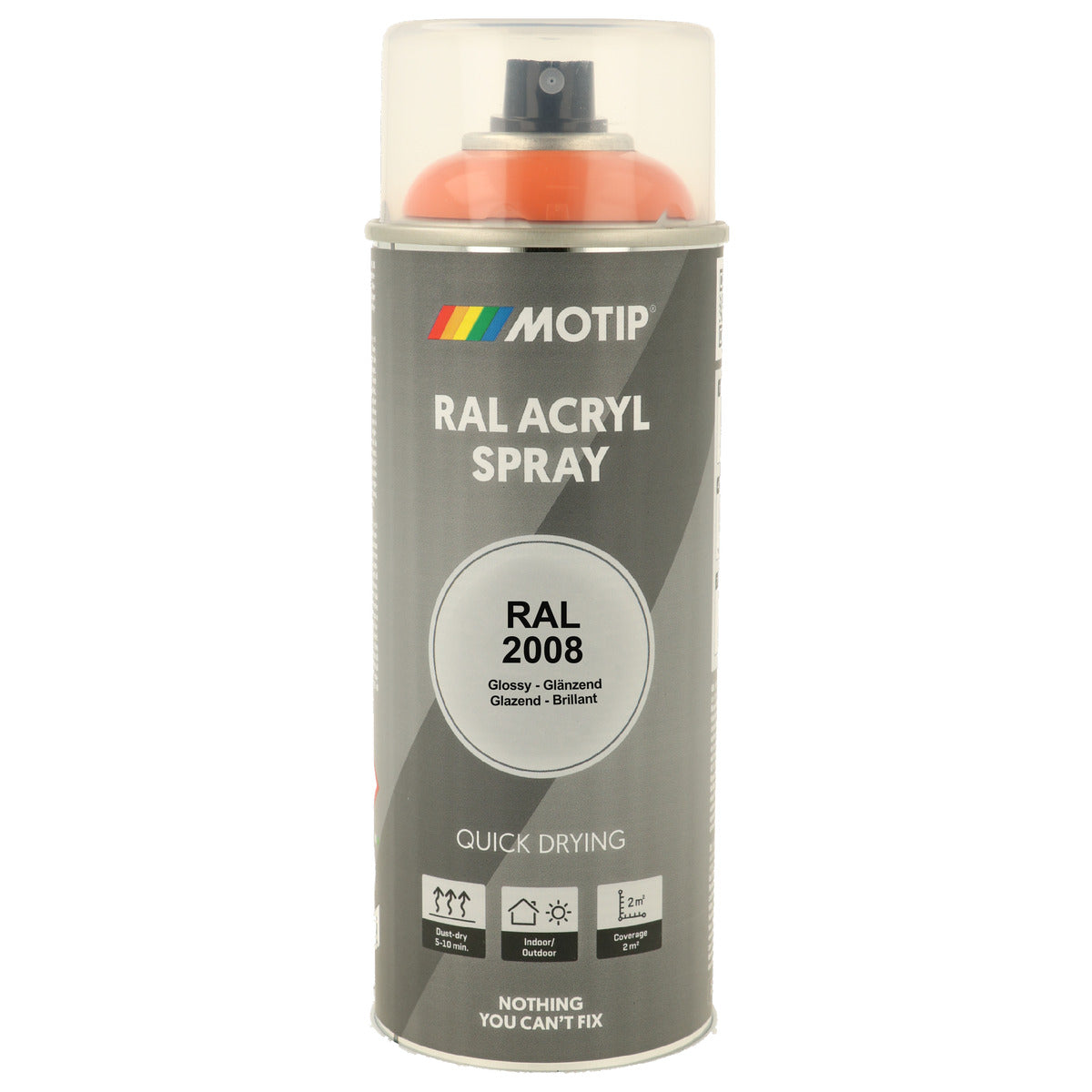 PEINTURE SECHAGE RAPIDE RAL ACRYL RAL2008 BRILLANT AEROSOL 400ML MOTIP