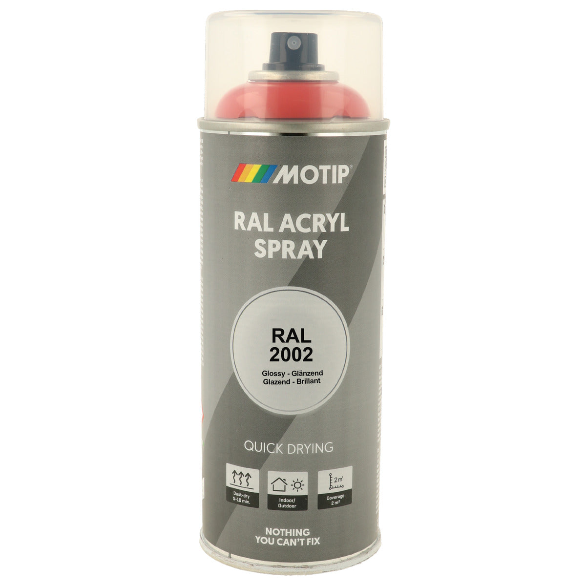 PEINTURE SECHAGE RAPIDE RAL ACRYL RAL2002 BRILLANT AEROSOL 400ML MOTIP