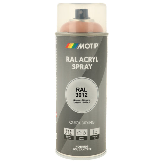 PEINTURE SECHAGE RAPIDE RAL ACRYL RAL3012 BRILLANT AEROSOL 400ML MOTIP