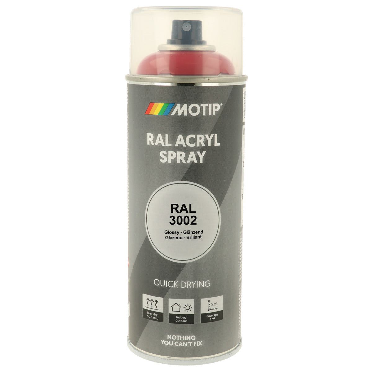 PEINTURE SECHAGE RAPIDE RAL ACRYL RAL3002 BRILLANT AEROSOL 400ML MOTIP