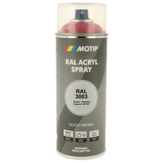 PEINTURE SECHAGE RAPIDE RAL ACRYL RAL3003 BRILLANT AEROSOL 400ML MOTIP