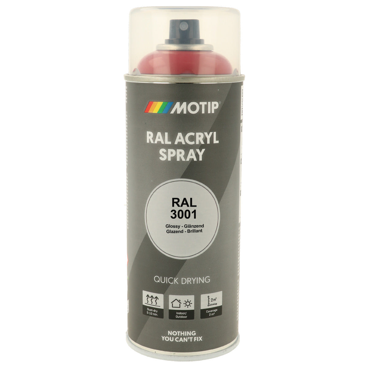 PEINTURE SECHAGE RAPIDE RAL ACRYL RAL3001 BRILLANT AEROSOL 400ML MOTIP