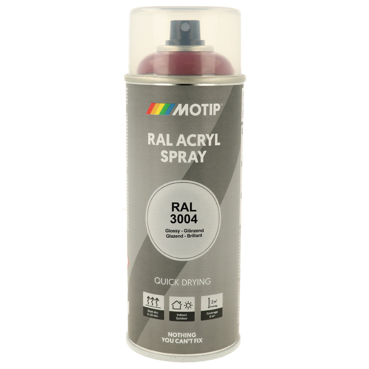 PEINTURE SECHAGE RAPIDE RAL ACRYL RAL3004 BRILLANT AEROSOL 400ML MOTIP
