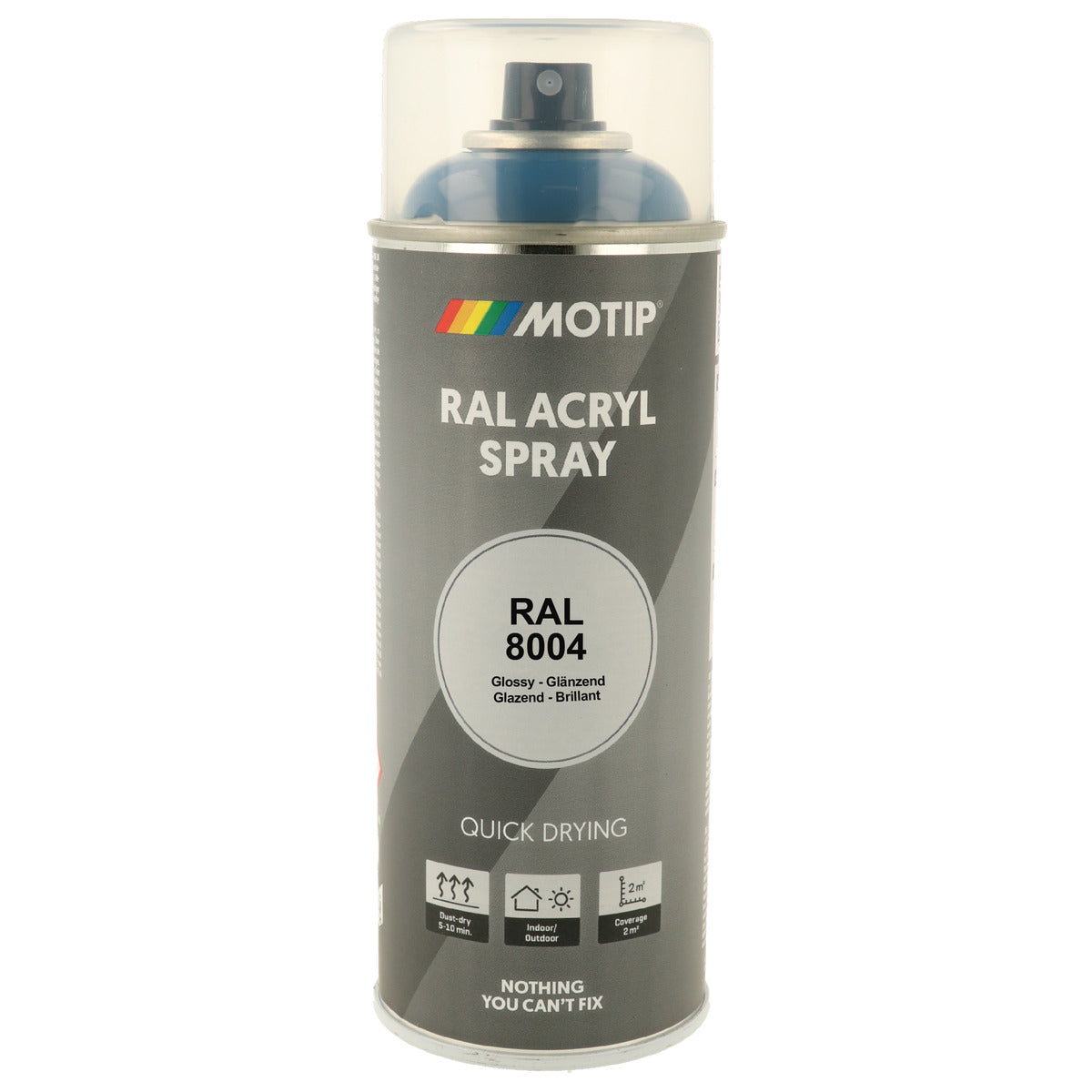 PEINTURE SECHAGE RAPIDE RAL ACRYL RAL8004 BRILLANT AEROSOL 400ML MOTIP