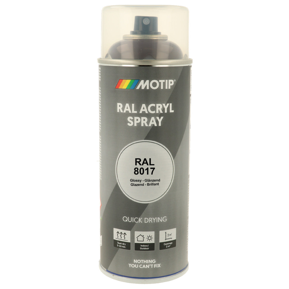 PEINTURE SECHAGE RAPIDE RAL ACRYL RAL8017 BRILLANT AEROSOL 400ML MOTIP