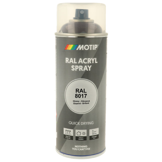 PEINTURE SECHAGE RAPIDE RAL ACRYL RAL8017 BRILLANT AEROSOL 400ML MOTIP