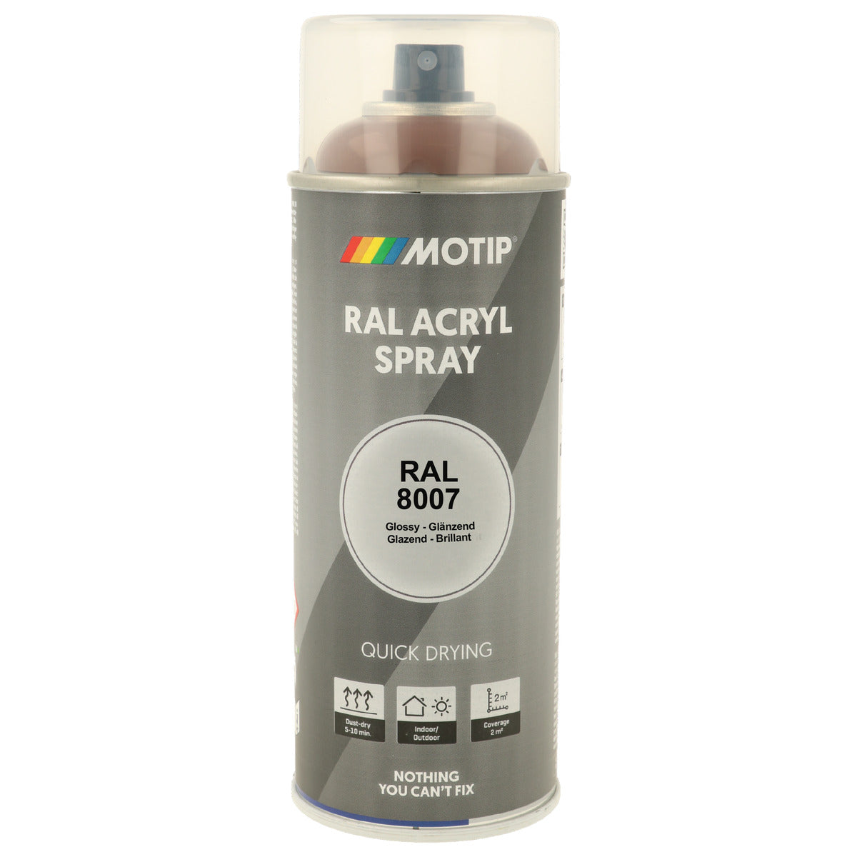 PEINTURE SECHAGE RAPIDE RAL ACRYL RAL8007 BRILLANT AEROSOL 400ML MOTIP