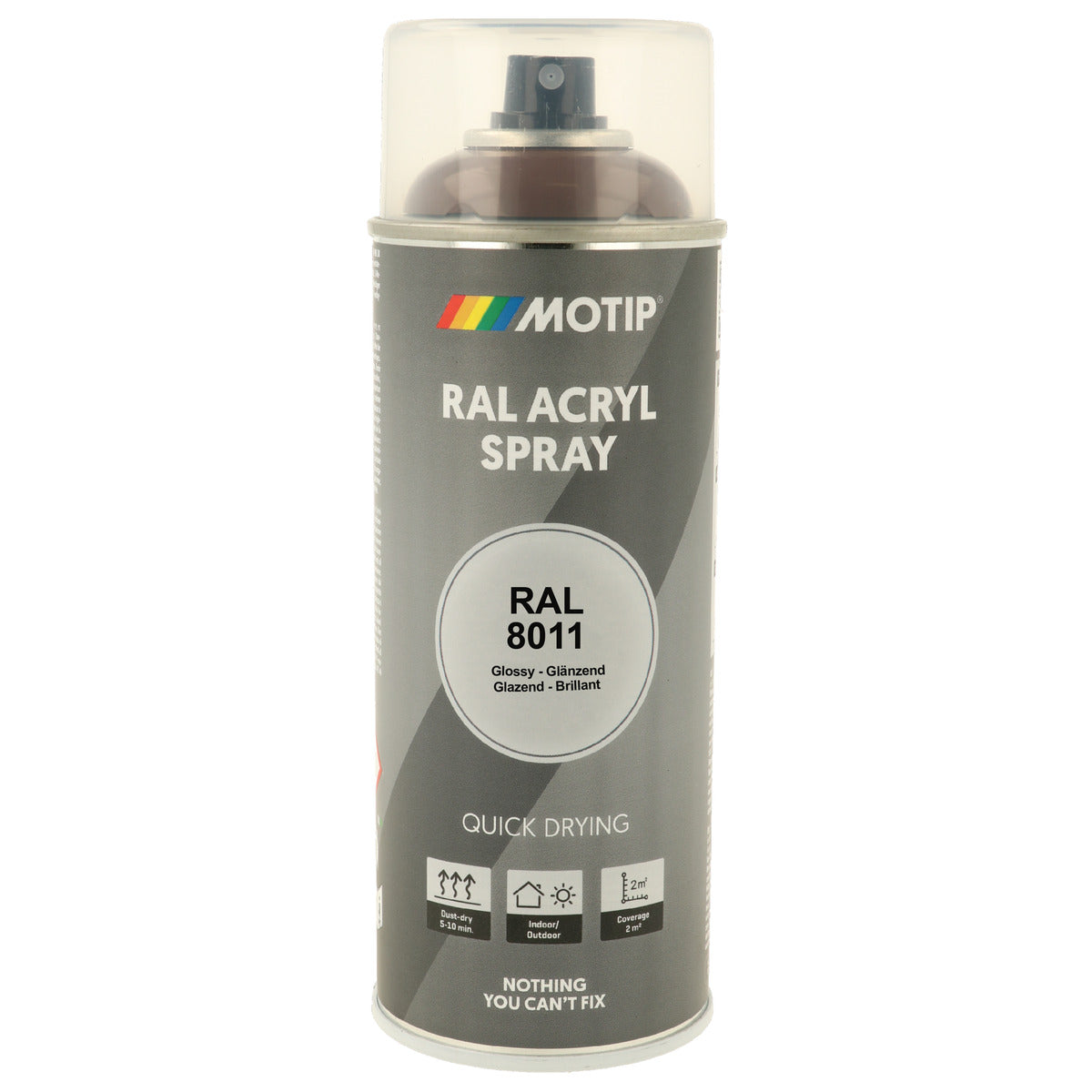 PEINTURE SECHAGE RAPIDE RAL ACRYL RAL8011 BRILLANT AEROSOL 400ML MOTIP