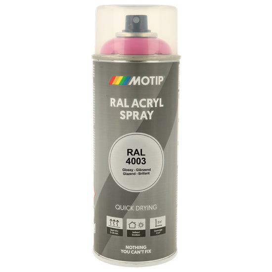 PEINTURE SECHAGE RAPIDE RAL ACRYL RAL4003 BRILLANT AEROSOL 400ML MOTIP