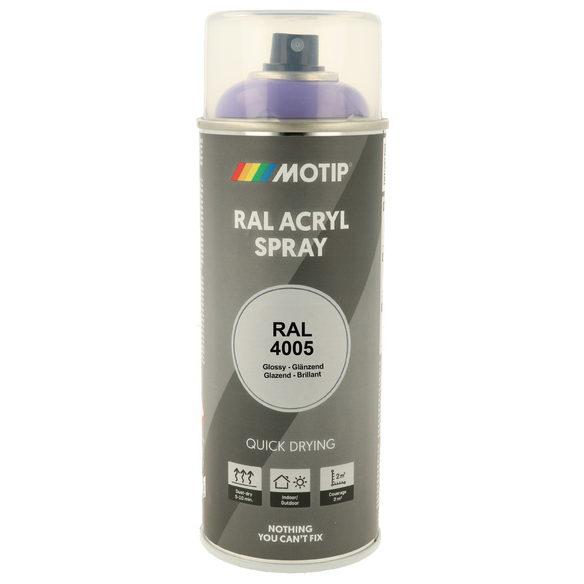 PEINTURE SECHAGE RAPIDE RAL ACRYL RAL4005 BRILLANT AEROSOL 400ML MOTIP